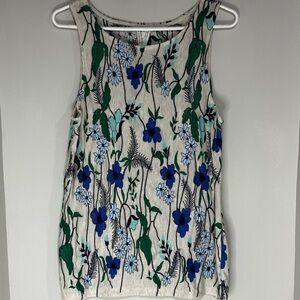 Anthropologie Meadow Rue Floral Tank Top - Blue and Green. Size L.